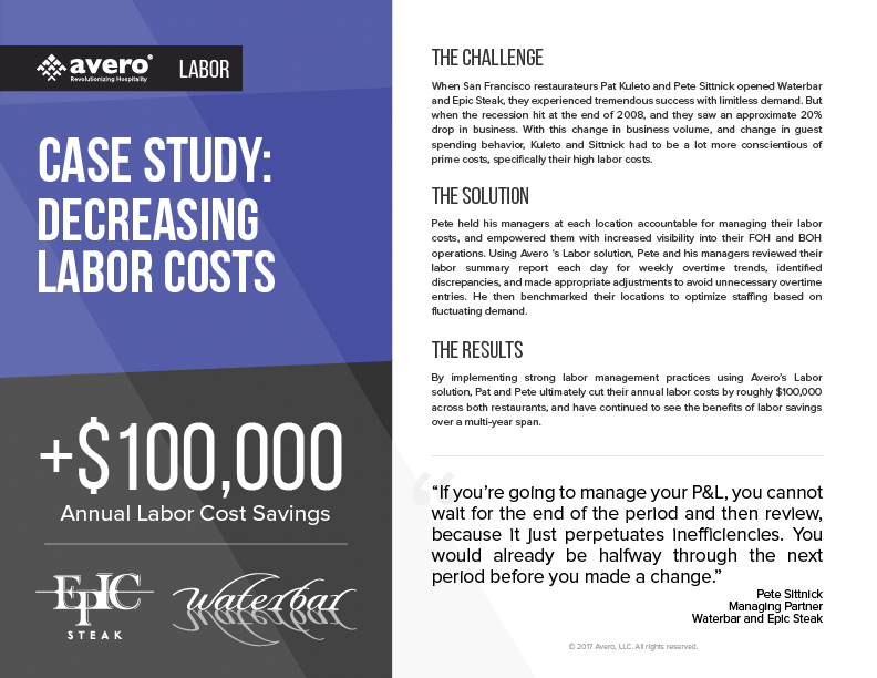 Case Study - Labor - Waterbar and Epic Steakhouse